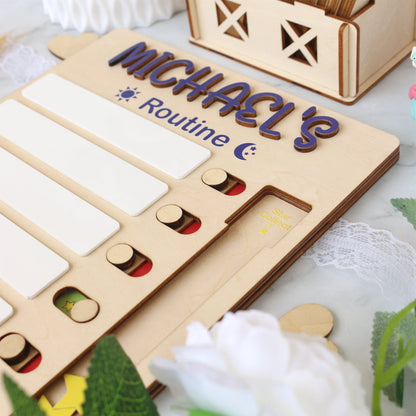 Personalized Chore Chart for Kids, Sliding Routine Chart with Reward Stars, Daily Checklist, Kids Daily Tasks, Daily Routine Dry-erase