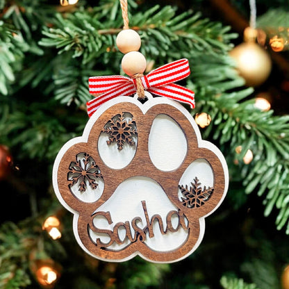 Personalized Dog Paw Ornament, Dog Lover Gift, Custom Pet Ornament, Christmas Pet Ornament,