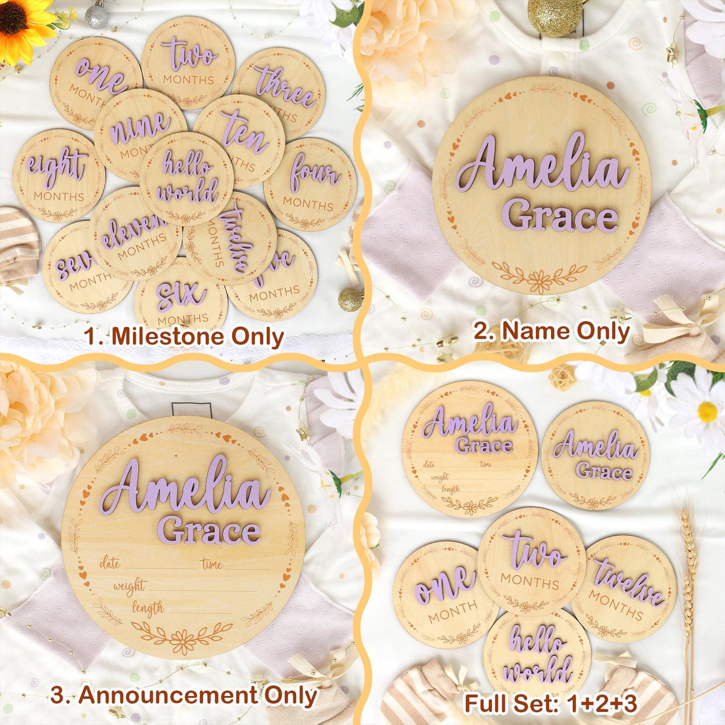 Baby Milestone Cards Personalized Monthly Milestone Baby Name Sign Baby Announcement Sign Baby Month Photo Signs Baby Gift Baby Shower Gift