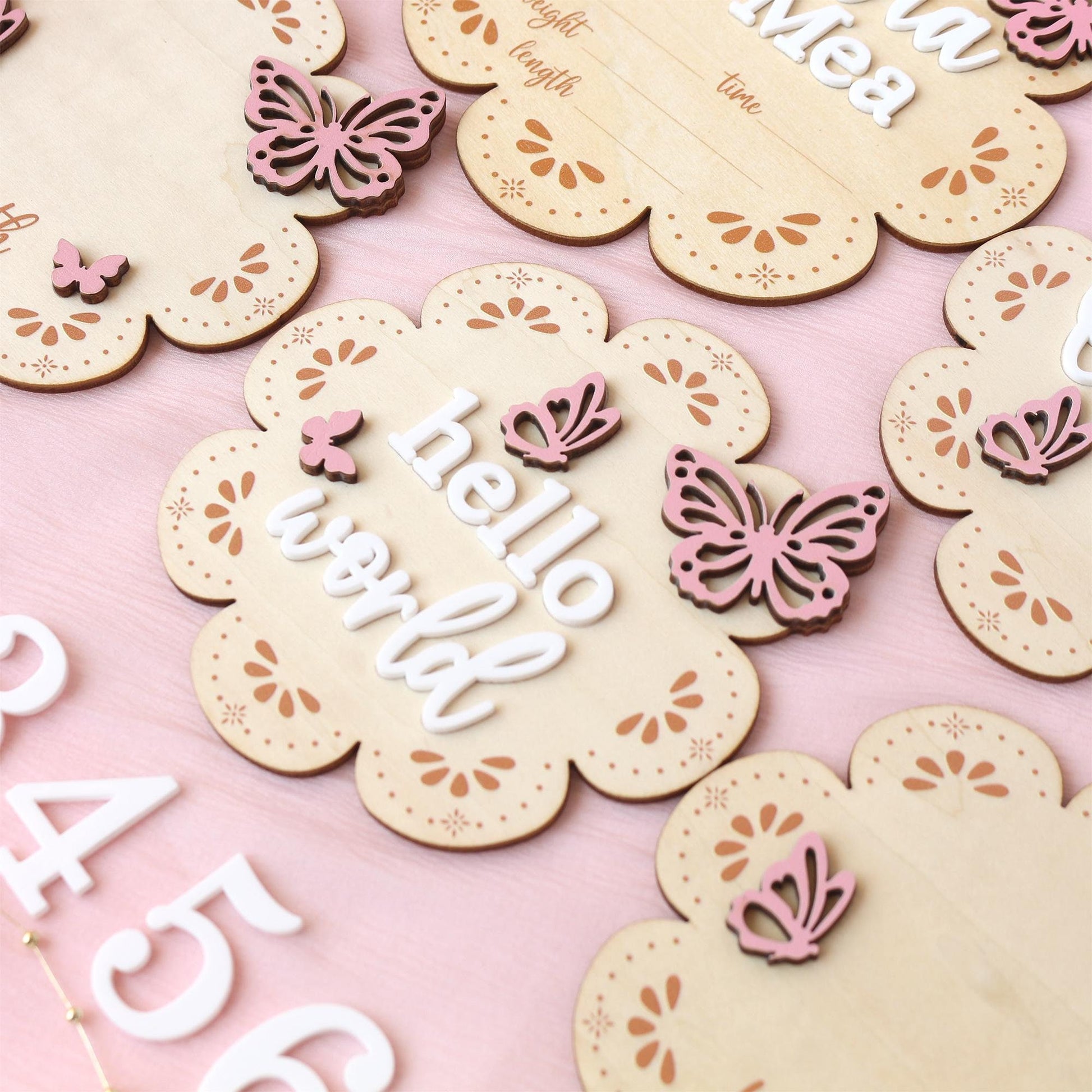 Milestone Marker Baby Girl Monthly Milestone Butterfly Name Sign for Hospital Baby Announcement Sign Baby Photo Signs Baby Shower Gift