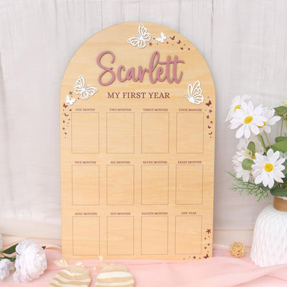 First Year Photo Board, 1st Birthday Photo Collage, One Year of Photo Board, Baby's First Year Sign, First Birthday Gift, Baby Shower Gift