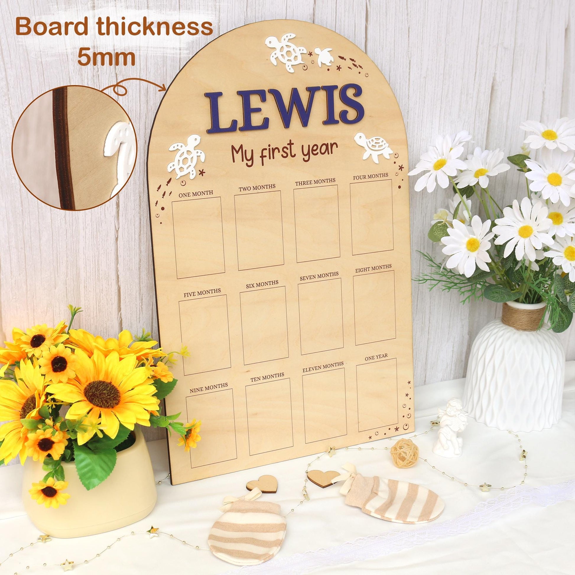 One Year of Photo Board, First Year Photo Board, 1st Birthday Photo Collage, Baby's First Year Sign, First Birthday Gift, Baby Shower Gift