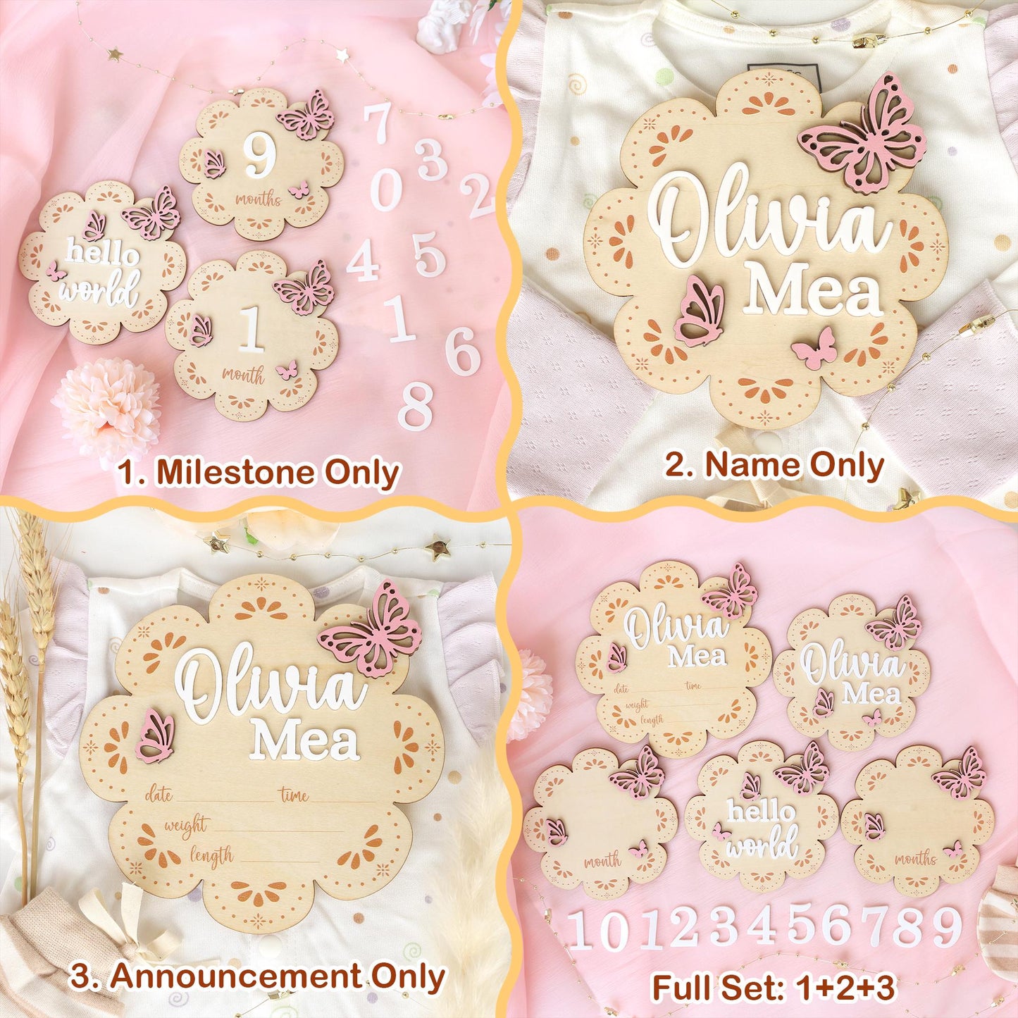 Milestone Marker Baby Girl Monthly Milestone Butterfly Name Sign for Hospital Baby Announcement Sign Baby Photo Signs Baby Shower Gift