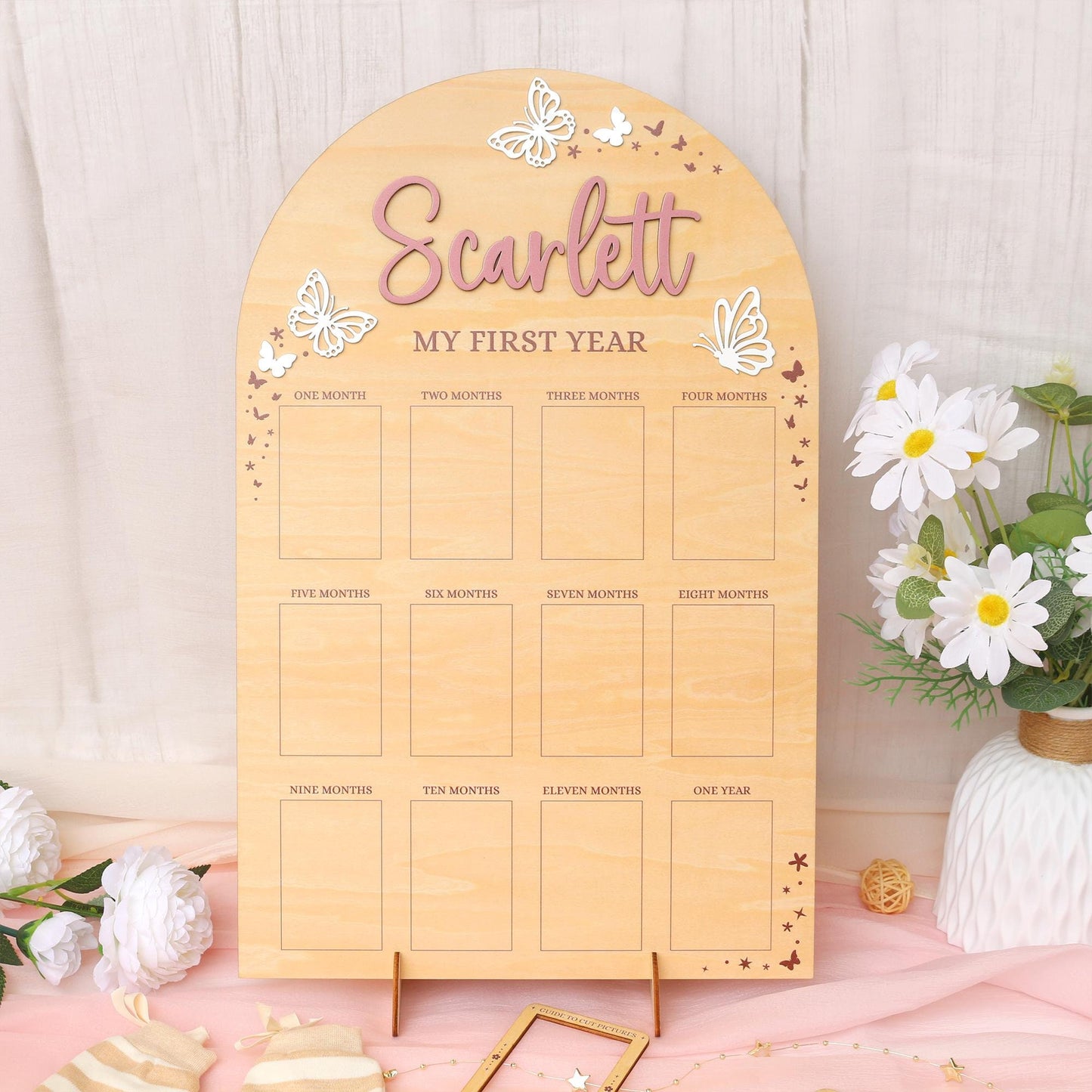 First Year Photo Board, 1st Birthday Photo Collage, One Year of Photo Board, Baby's First Year Sign, First Birthday Gift, Baby Shower Gift