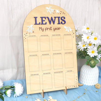 One Year of Photo Board, First Year Photo Board, 1st Birthday Photo Collage, Baby's First Year Sign, First Birthday Gift, Baby Shower Gift