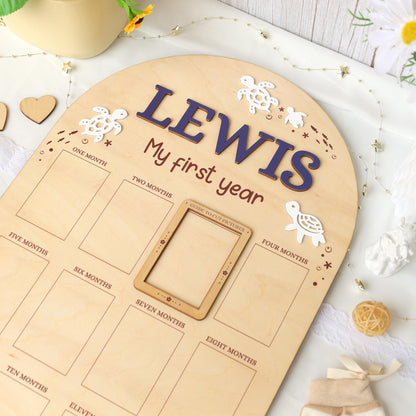 One Year of Photo Board, First Year Photo Board, 1st Birthday Photo Collage, Baby's First Year Sign, First Birthday Gift, Baby Shower Gift