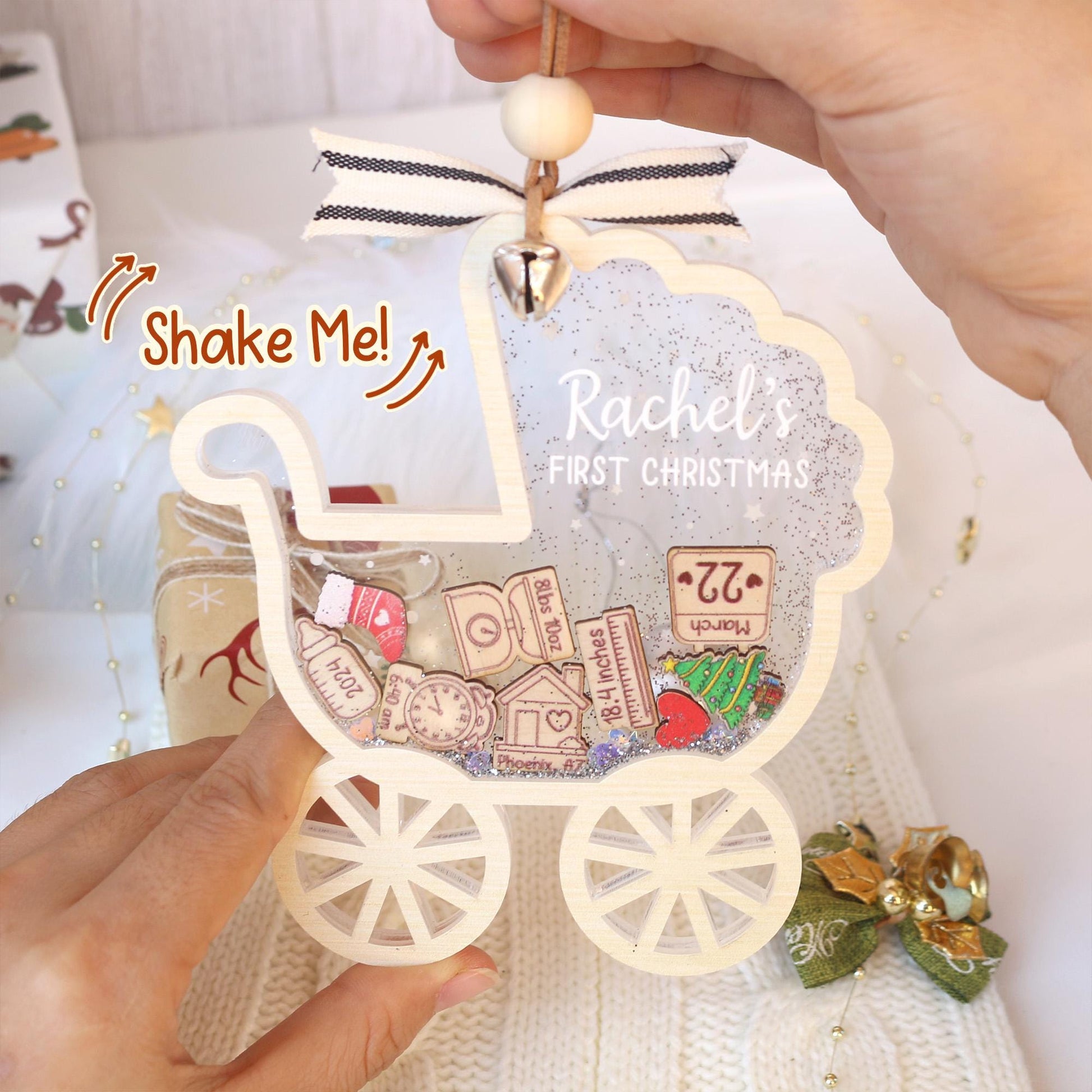 Personalized Baby First Christmas Ornament, Baby 1st Christmas Ornament, Custom Baby Name, Newborn Gift, Shake Babies Ornament