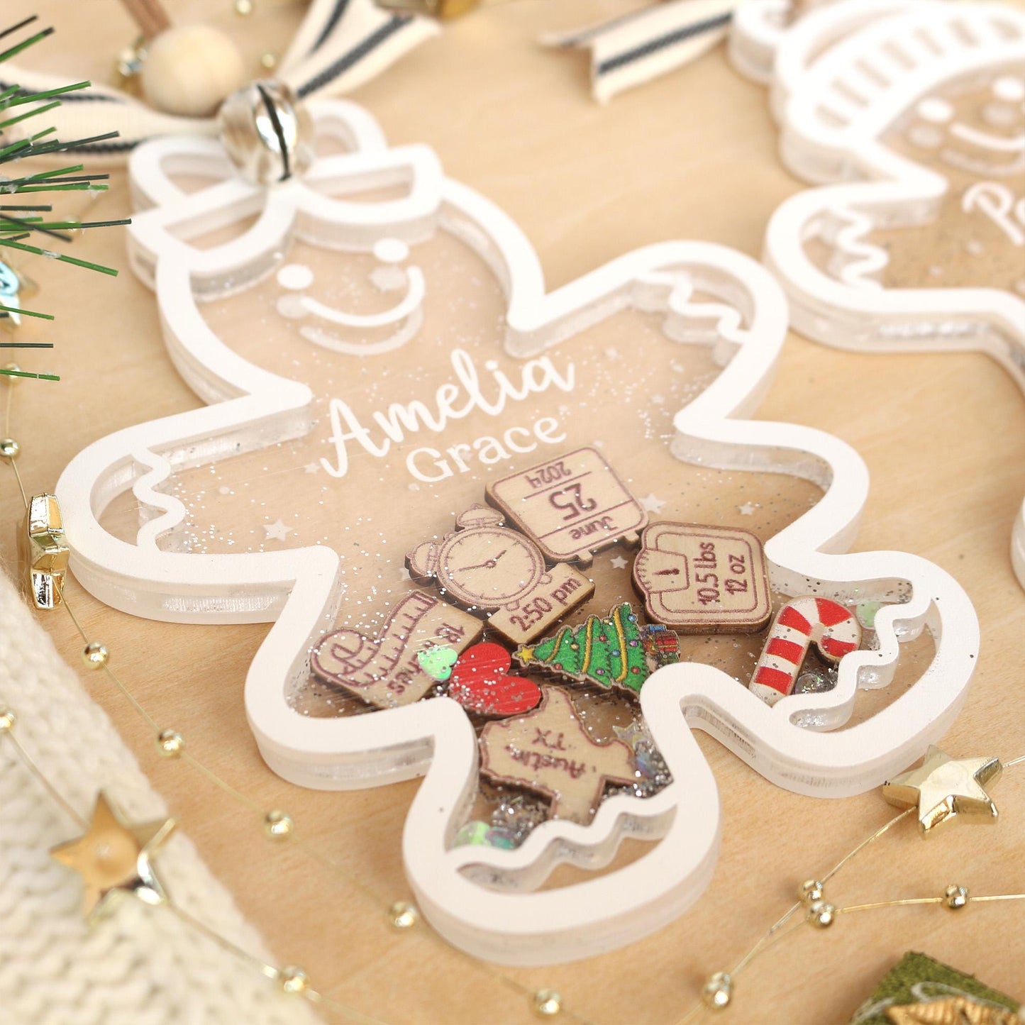 Personalized Baby First Christmas Ornament, Baby 1st Christmas Ornament, Cute Gingerbread Shake Baby Ornament, Newborn Gift, Christmas Decor