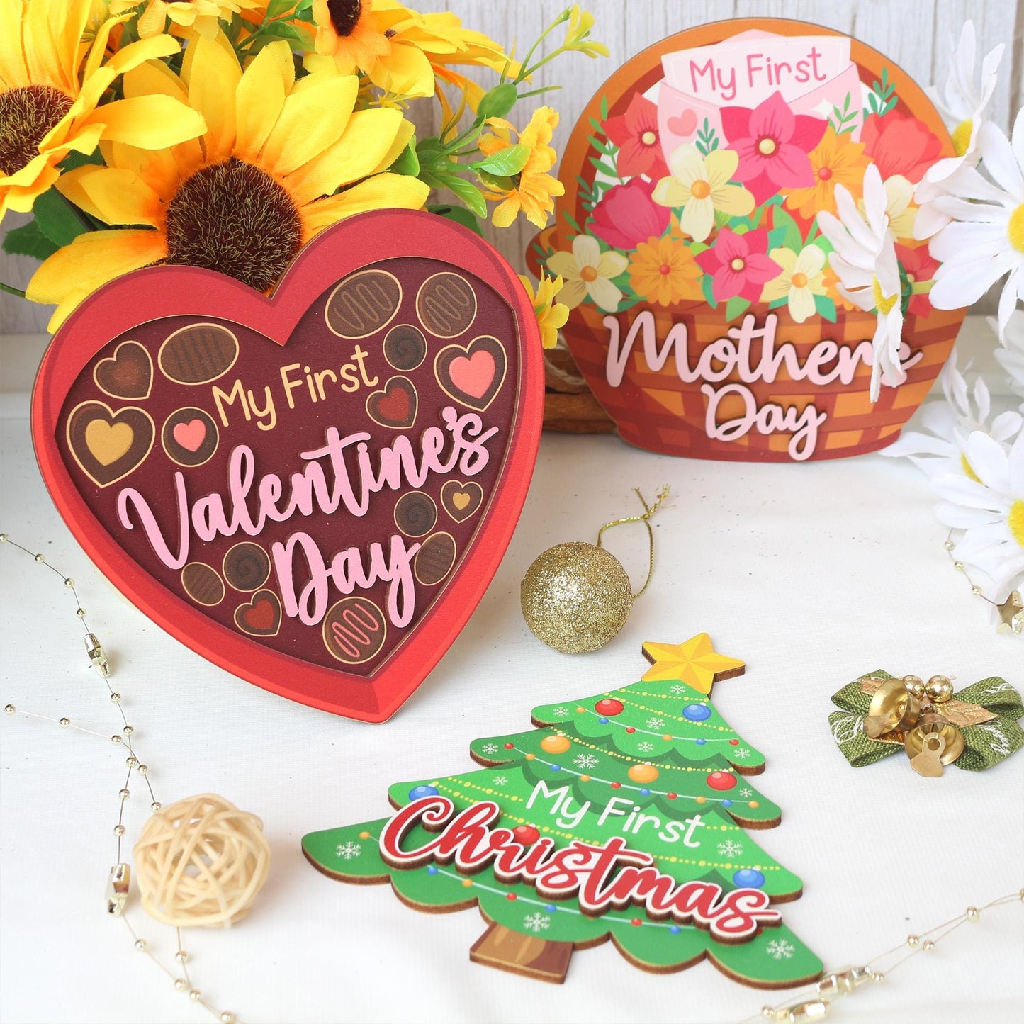 Baby Milestone Cards My First Holiday Milestones Baby Photo Props Baby Gift Baby Shower Gift Baby First Thanksgiving Day First Christmas Day