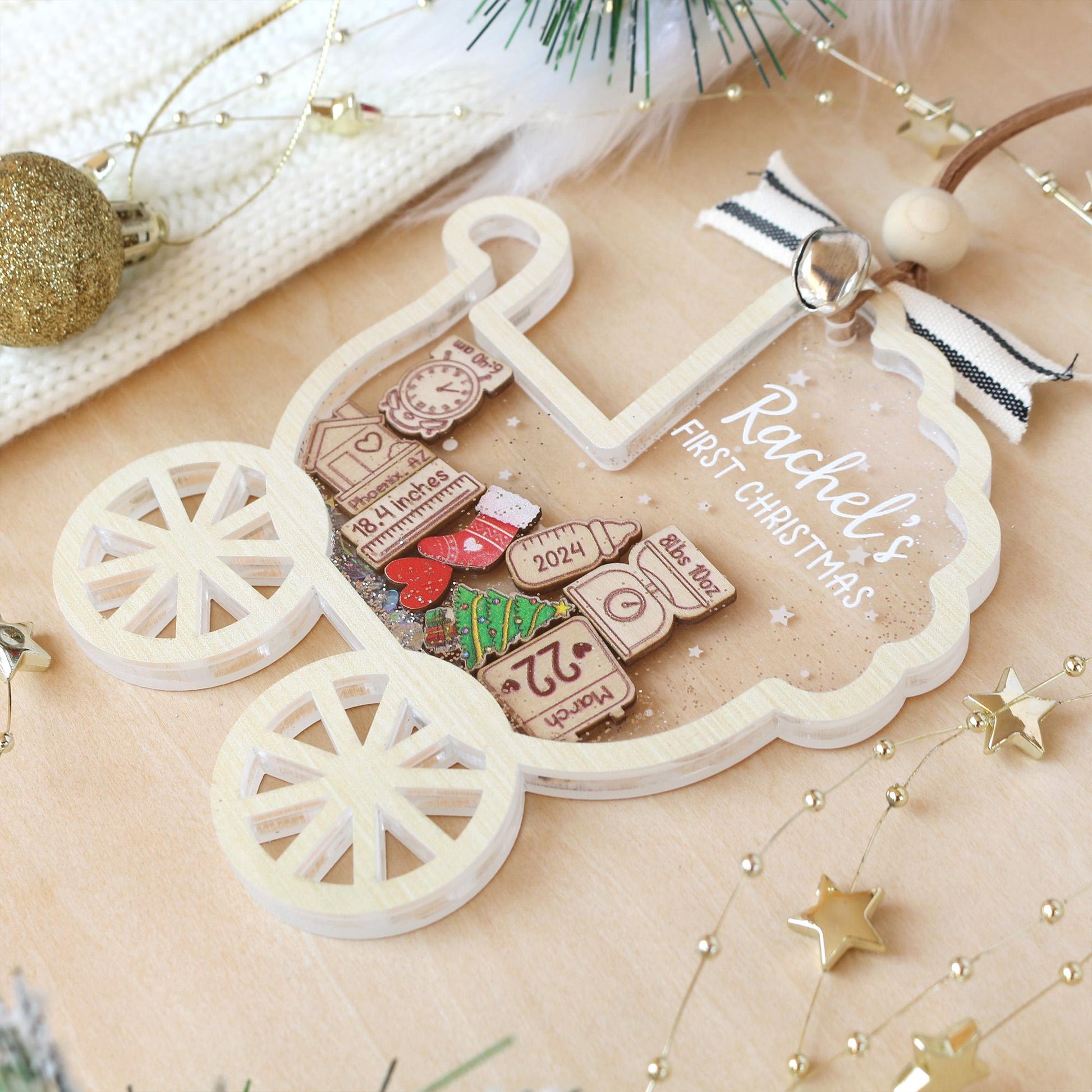 Personalized Baby First Christmas Ornament, Baby 1st Christmas Ornament, Custom Baby Name, Newborn Gift, Shake Babies Ornament