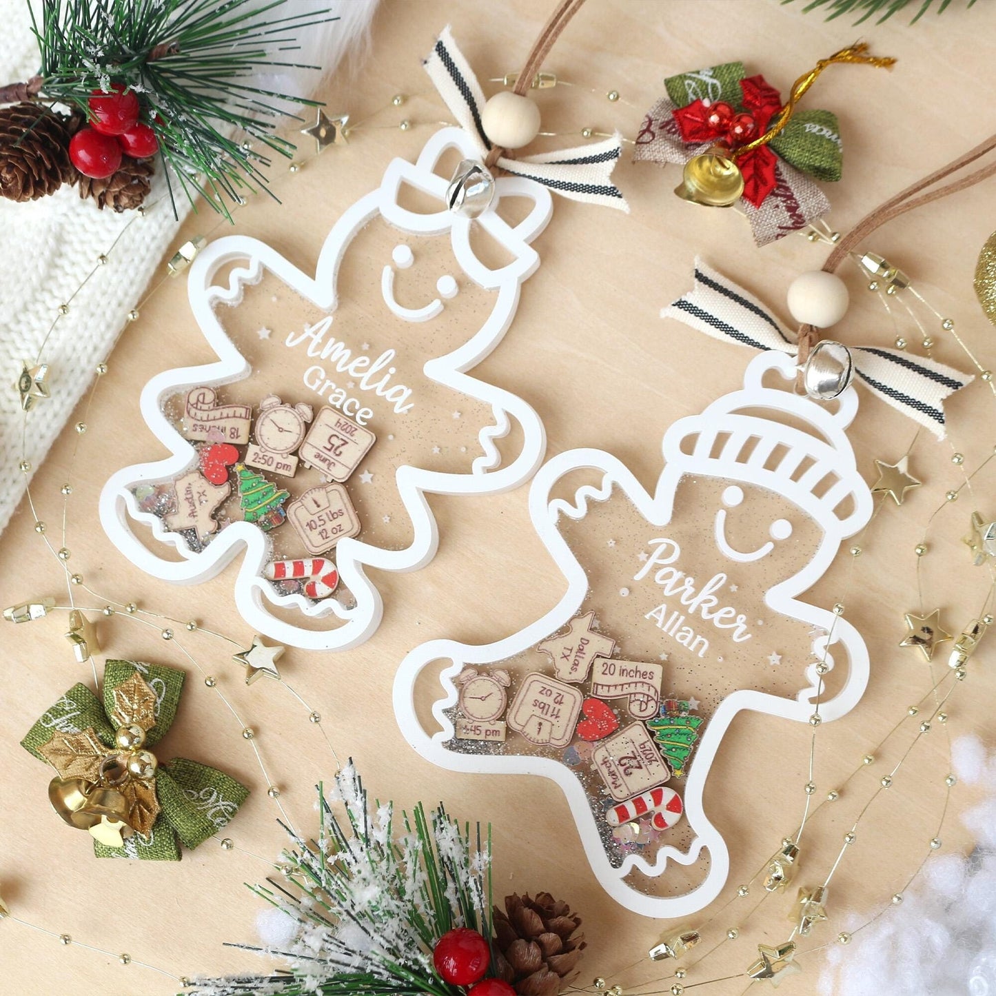 Personalized Baby First Christmas Ornament, Baby 1st Christmas Ornament, Cute Gingerbread Shake Baby Ornament, Newborn Gift, Christmas Decor