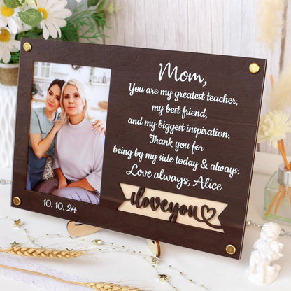 Personalized Photo Frame, Customized Picture Frame With Your Favorite Quote or Message Unique Gift for Mom, Anniversary, Mothers Day