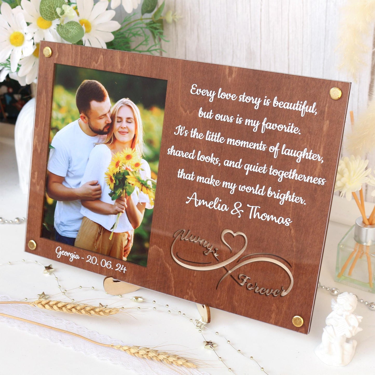 Personalized Picture Frame Custom Photo Frame With Your Favorite Quote or Message Unique Gift for Anniversary, Wedding Decor, Valentines Day