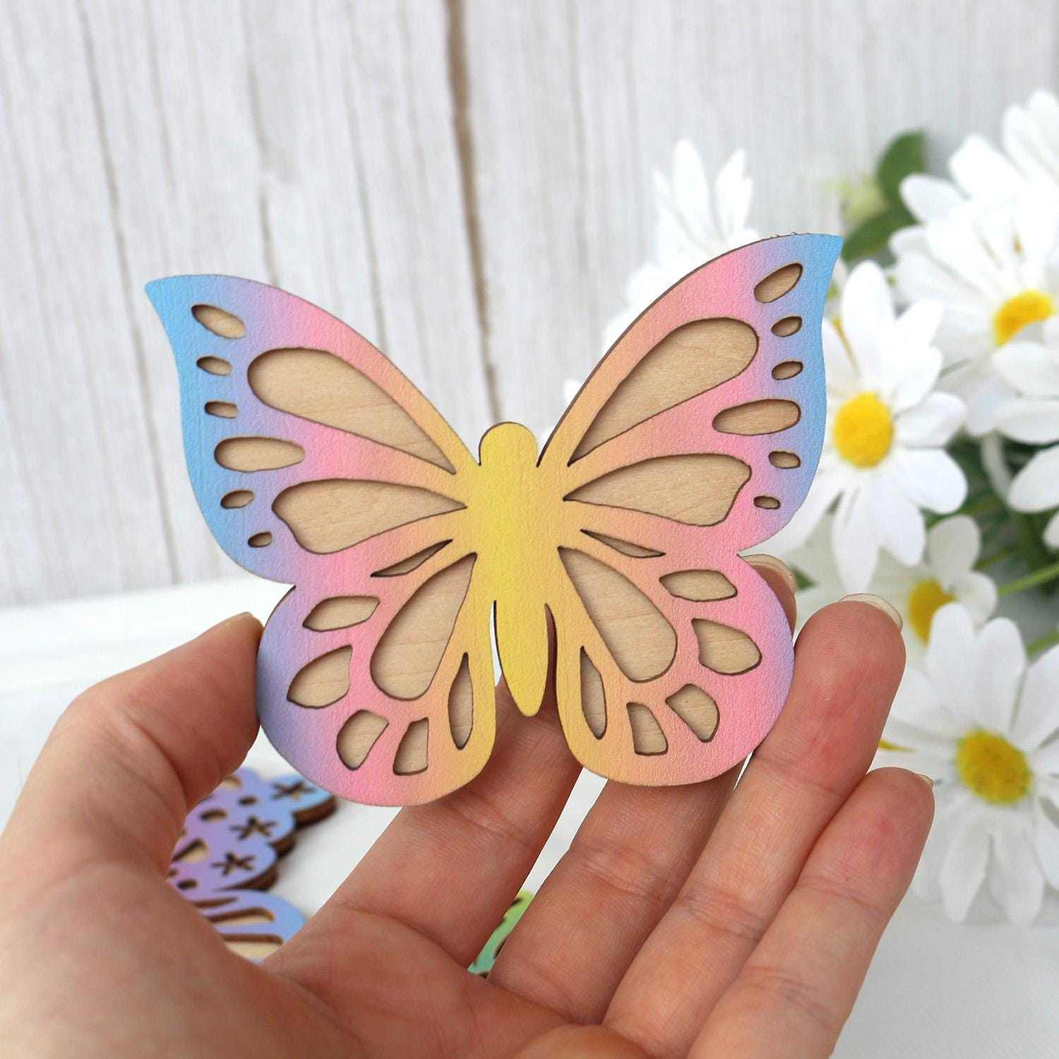 Wooden Wall Butterflies Décor for Kids Room (7pack)  Natural Plywood, Boho Nursery Wall Art, Woodland Baby Shower Gift