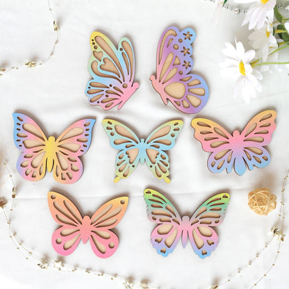 Wooden Wall Butterflies Décor for Kids Room (7pack)  Natural Plywood, Boho Nursery Wall Art, Woodland Baby Shower Gift