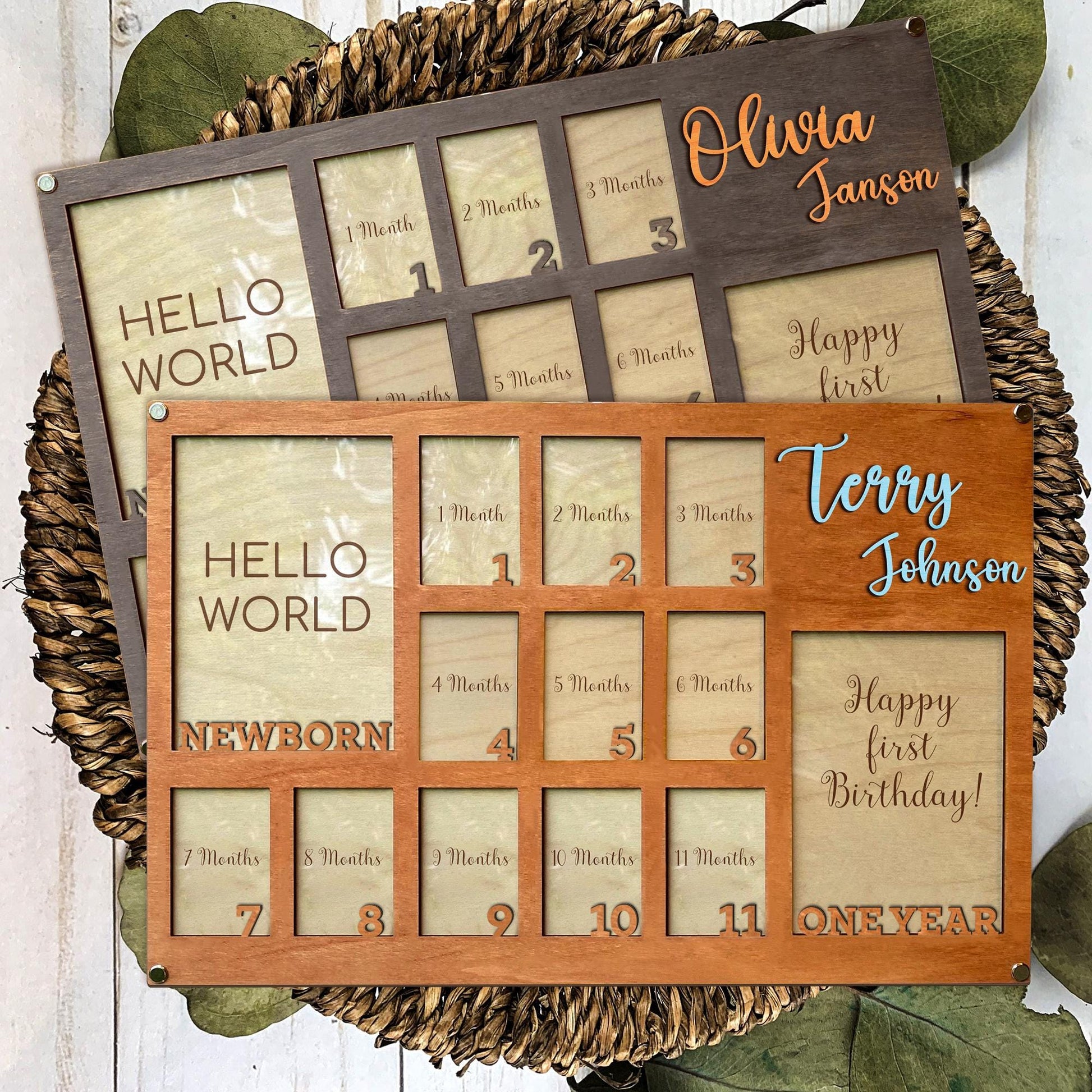 Baby First Year Picture Frame, Newborn To One Year Picture Frame, Baby Photo Frame, Newborn Photo Frame Baby Monthly Milestone Picture Frame