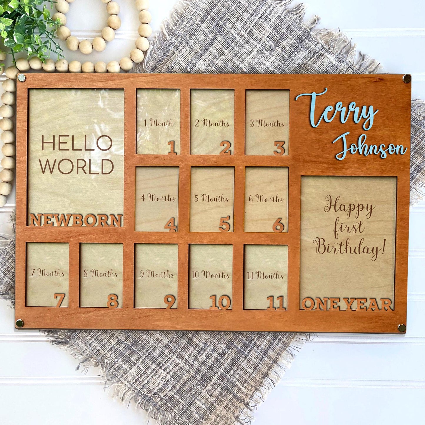 Baby First Year Picture Frame, Newborn To One Year Picture Frame, Baby Photo Frame, Newborn Photo Frame Baby Monthly Milestone Picture Frame