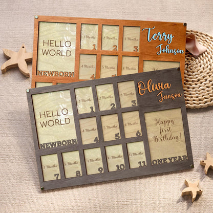 Baby First Year Picture Frame, Newborn To One Year Picture Frame, Baby Photo Frame, Newborn Photo Frame Baby Monthly Milestone Picture Frame