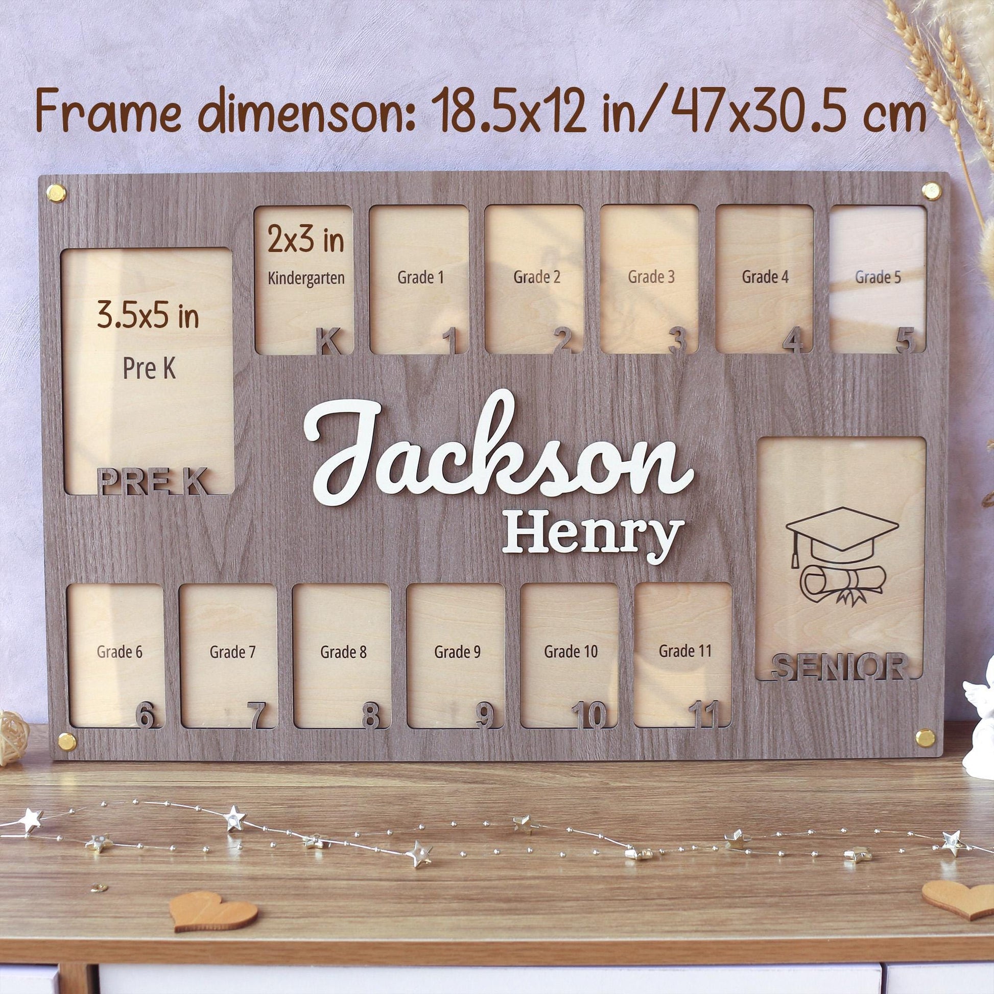 Pre K to Senior School Picture Frame, School Years Photo Frame, Personalized Grade School Photo Frame, Graduation Frame, Senior Picture Gift