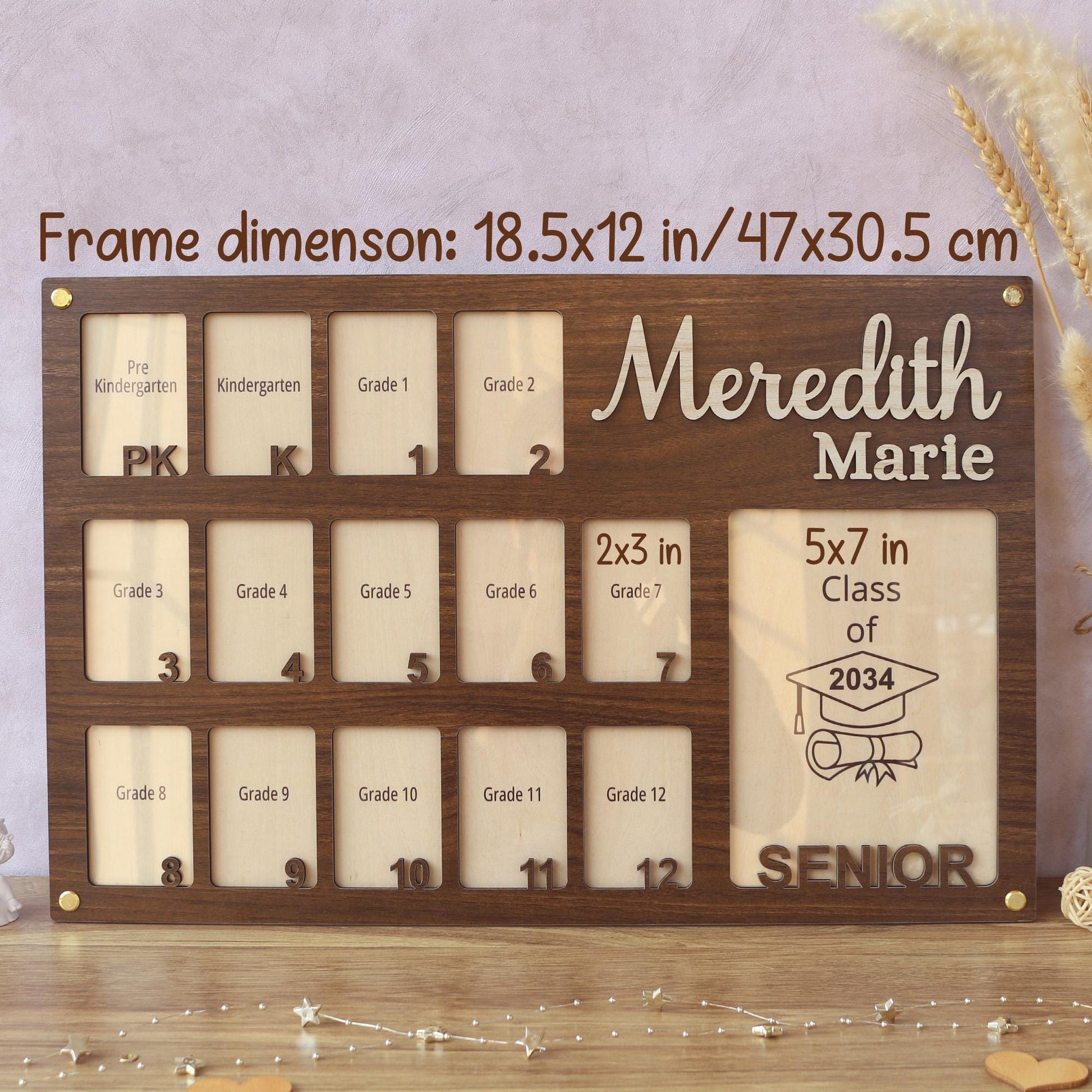 School Picture Frame, PreK to Senior School Years Photo Frame, Personalized Grade School Photo Frame, Graduation Frame, Senior Picture Gift