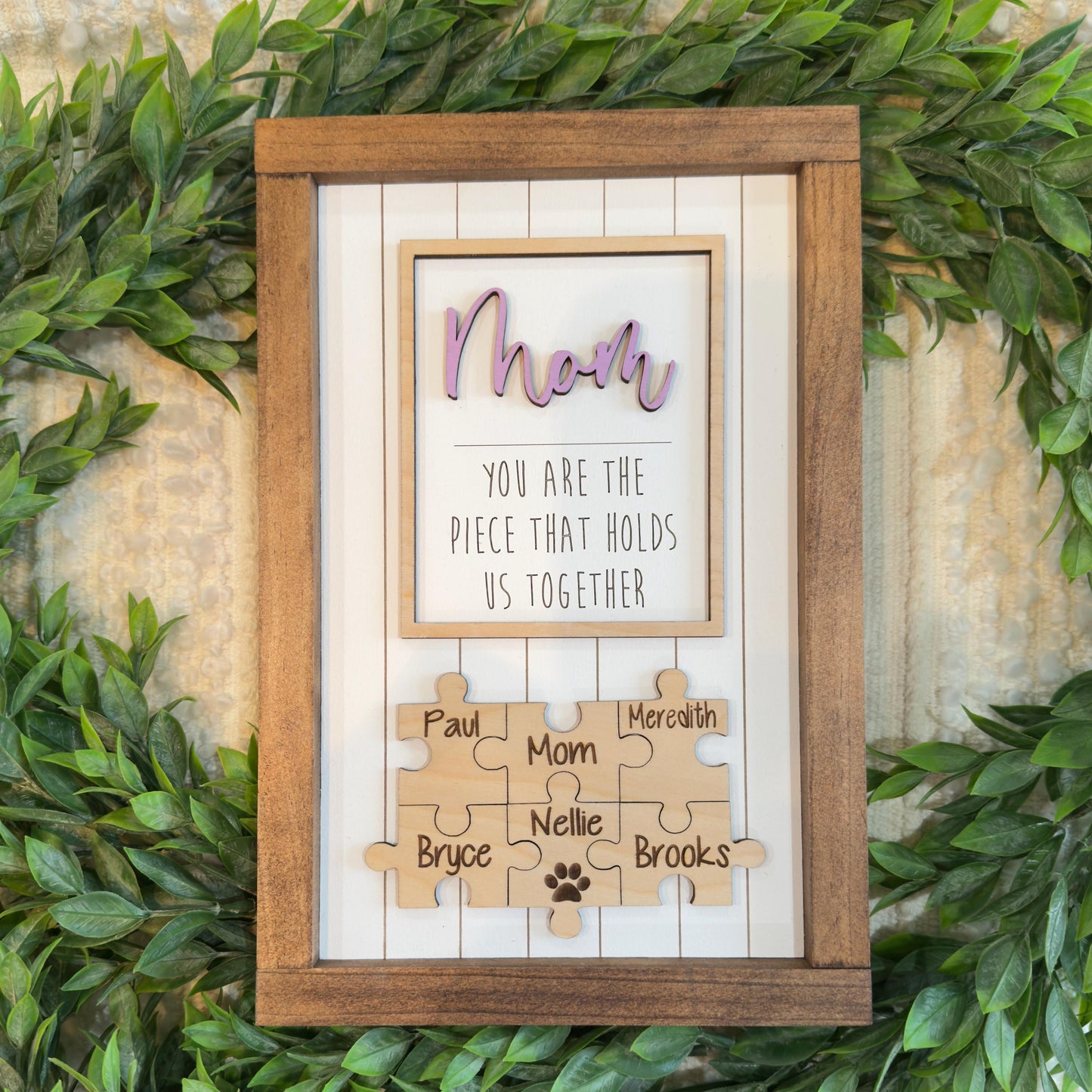 Puzzle Mom Sign Mothers Day Gift From Kids Puzzle Sign Grandma Gift Piece That Holds Us Together Sign Engraved Sign From Kids