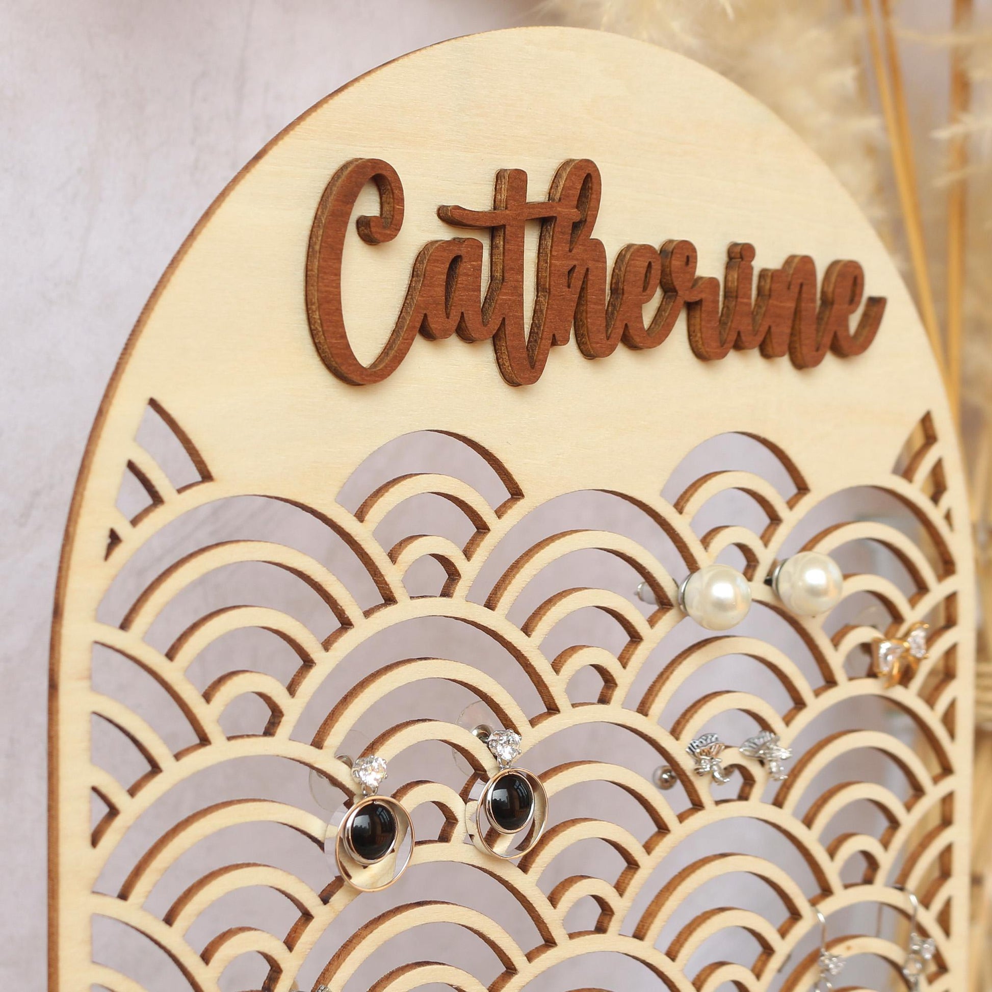 Wood Jewelry Organizer Personalized Earring Stand Jewelry Organization Jewelry Holder Birthday Gifts for Her Mothers Day Gifts