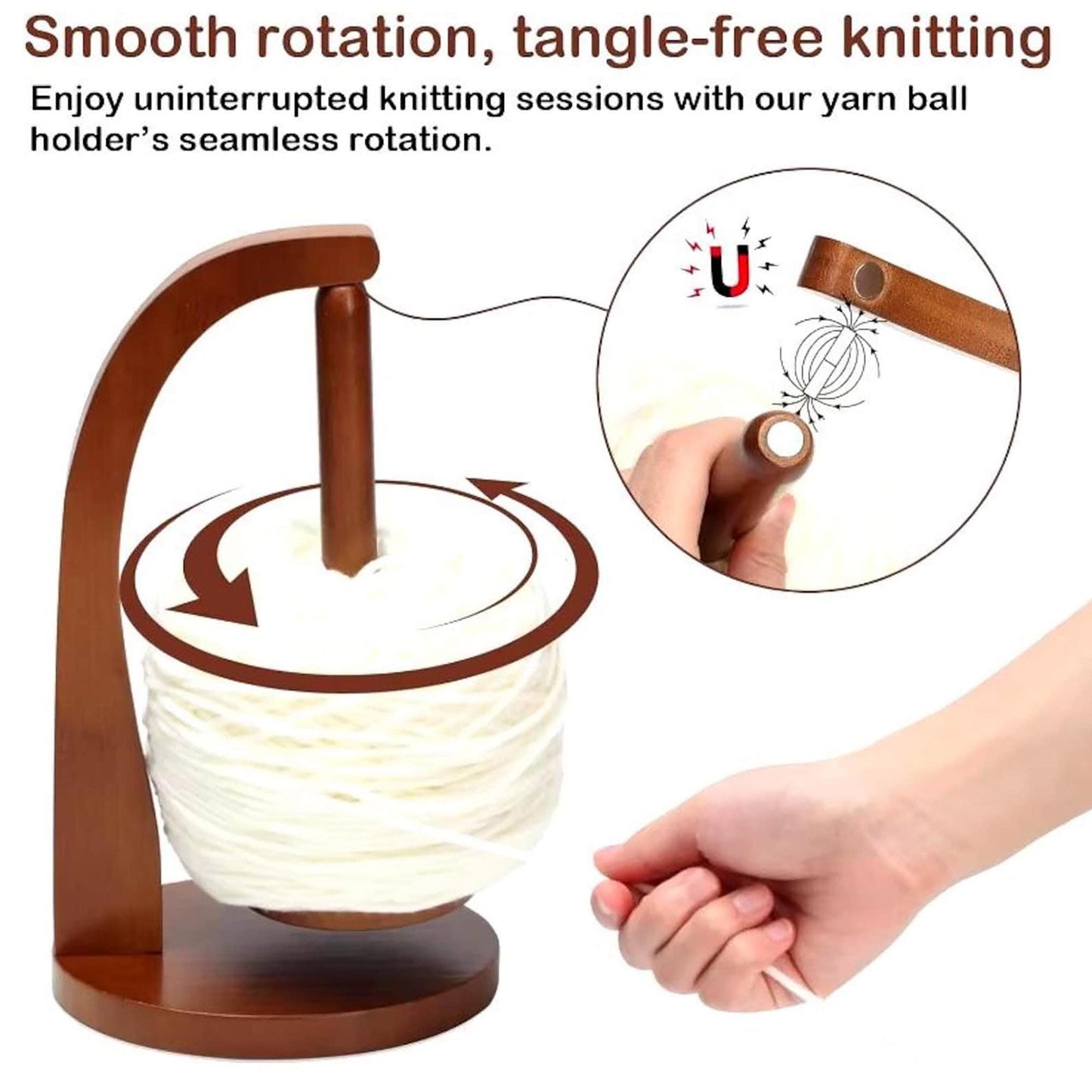 Magnetic yarn holder for knitting and crochet,Crochet Yarn Ball Spinner,Rotating Magnetic Wooden Yarn Holder,Wood Yarn Rack,Knitting Lovers