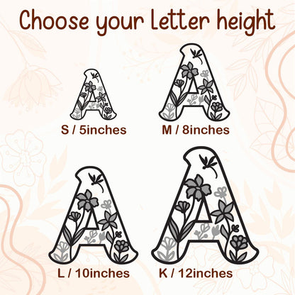 Wildflower Nursery Name Sign - Floral Wall Letters - 3D Wooden Wall Art - Baby Girl Room Decor - Baby Shower Gift - Baby Girl Gifts