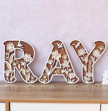 Wildflower Nursery Name Sign - Floral Wall Letters - 3D Wooden Wall Art - Baby Girl Room Decor - Baby Shower Gift - Baby Girl Gifts