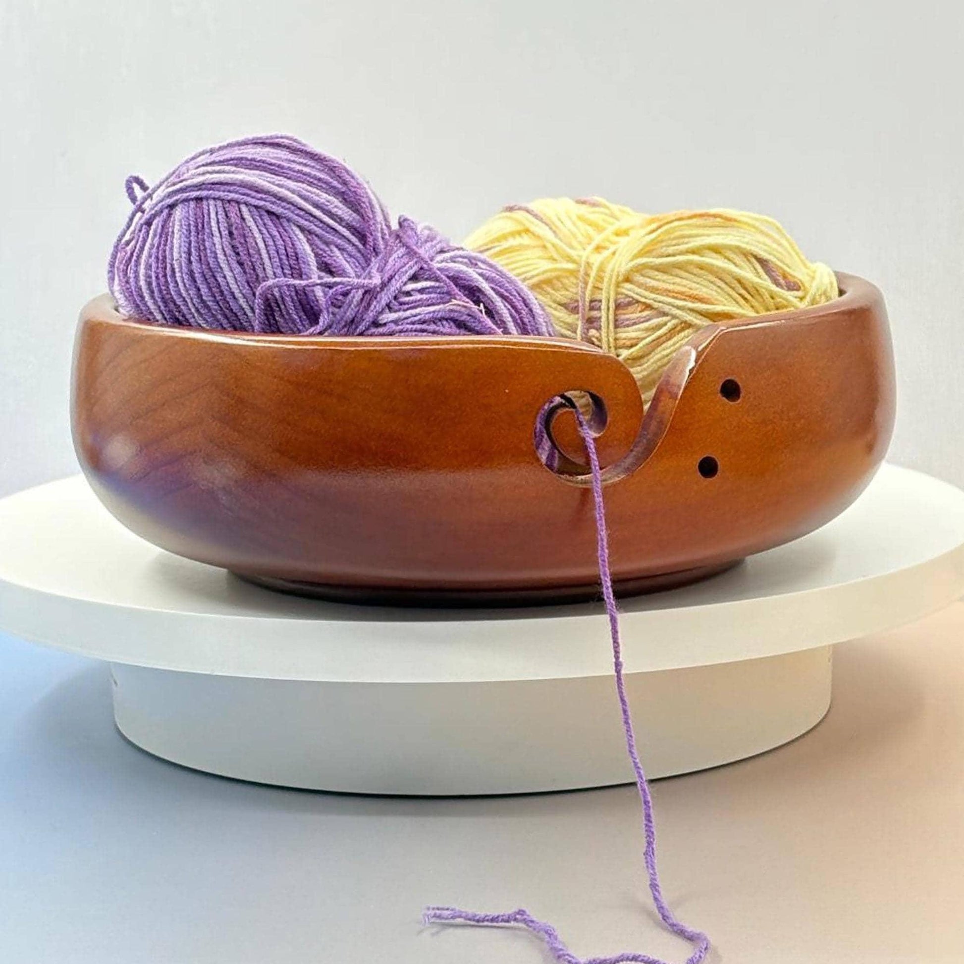 Personalized Wooden Portable Yarn Bowl for Knitting Storage Bowl with Holes for Crochet Yarn Organizing and Storage,Christmas Gifts