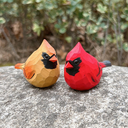 Wooden Cardinal Figurine Hand Painted Carved Birds Statue for Christmas Ornament Gifts,Holiday Decor,Gifts for Bird Lovers