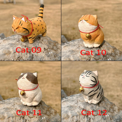 Handmade Wooden Cat Figurine,Hand-Carved Wood Cat,Minimalist Cat Ornament,Unique Cat Lover Gift,Holiday Decor,Desk Decor,Cute Animal Statute