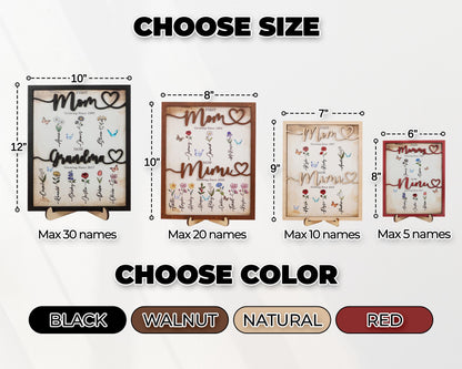 Personalized Birth Month Flowers Mothers Day,First Mom Now Grandma,Grandkid's Birth Flower,Grandma's Garden Family,Nana Gift,Mommy Mom Gift