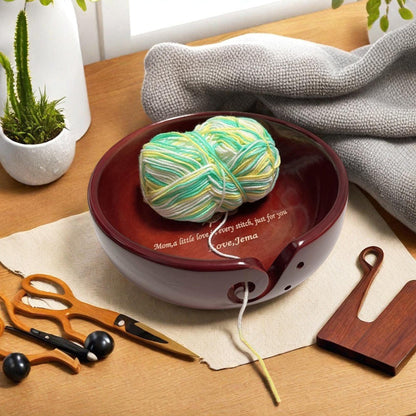Personalized Wooden Portable Yarn Bowl for Knitting Storage Bowl with Holes for Crochet Yarn Organizing and Storage,Christmas Gifts