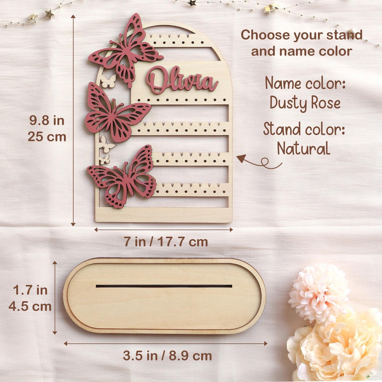 Personalized Wood Jewelry Organizer, Earring Holder, Wooden Jewelry Storage, Jewelry Stand, Birthday Gift for Her, Mothers Day Gifts