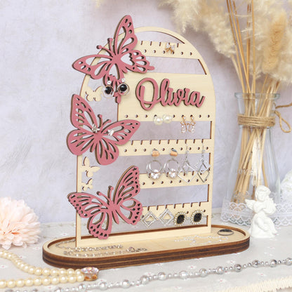 Personalized Wood Jewelry Organizer, Earring Holder, Wooden Jewelry Storage, Jewelry Stand, Birthday Gift for Her, Mothers Day Gifts
