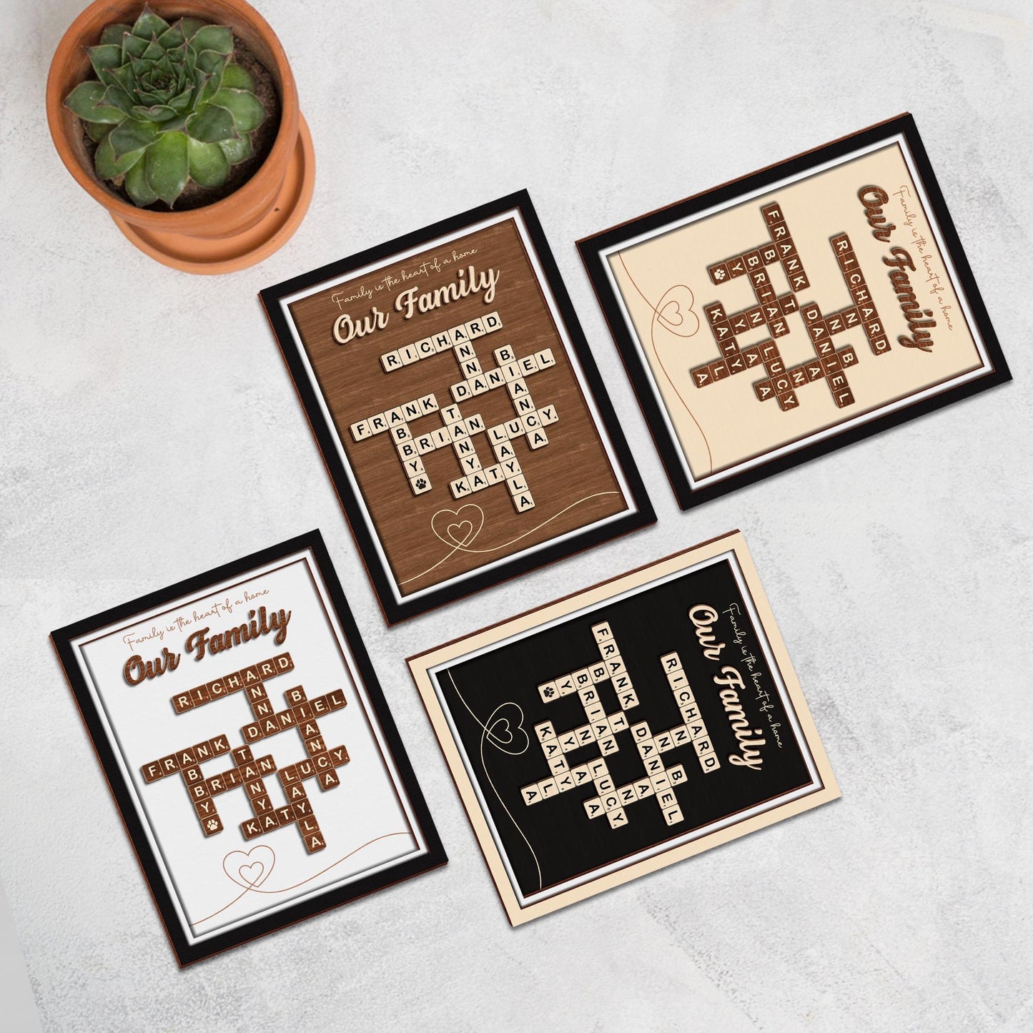 Mothers Day Presents Scrabble Frame Family Sign,Personalized Wooden Scrabble Puzzle Sign,Name Puzzle,Mom Puzzle Sign Gift,Mother's Day Gift.