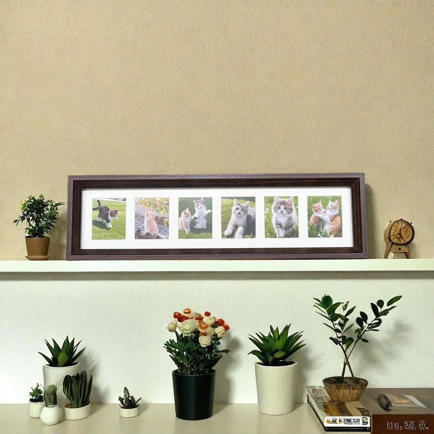 Wooden Collage Frame,Personalized Wooden Cat Photo Frame,Gift for Pet Lovers,Rustic Keepsake