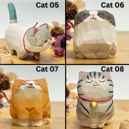 Handmade Wooden Cat Figurine,Small Wooden Cat Ornaments,Cute Desk Decor,Animal Lover Gift,Pet Memorial Gifts,Christmas Gifts