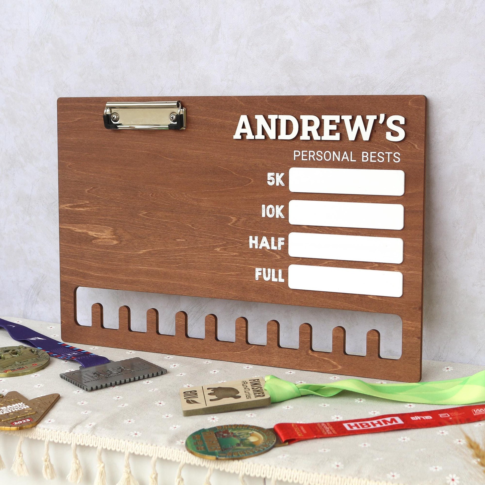 Running Medal and Personal Bests Display Board | Personal Bests Chalkboard Design | Running Medal and Bib Display Rack | Gifts for Runners