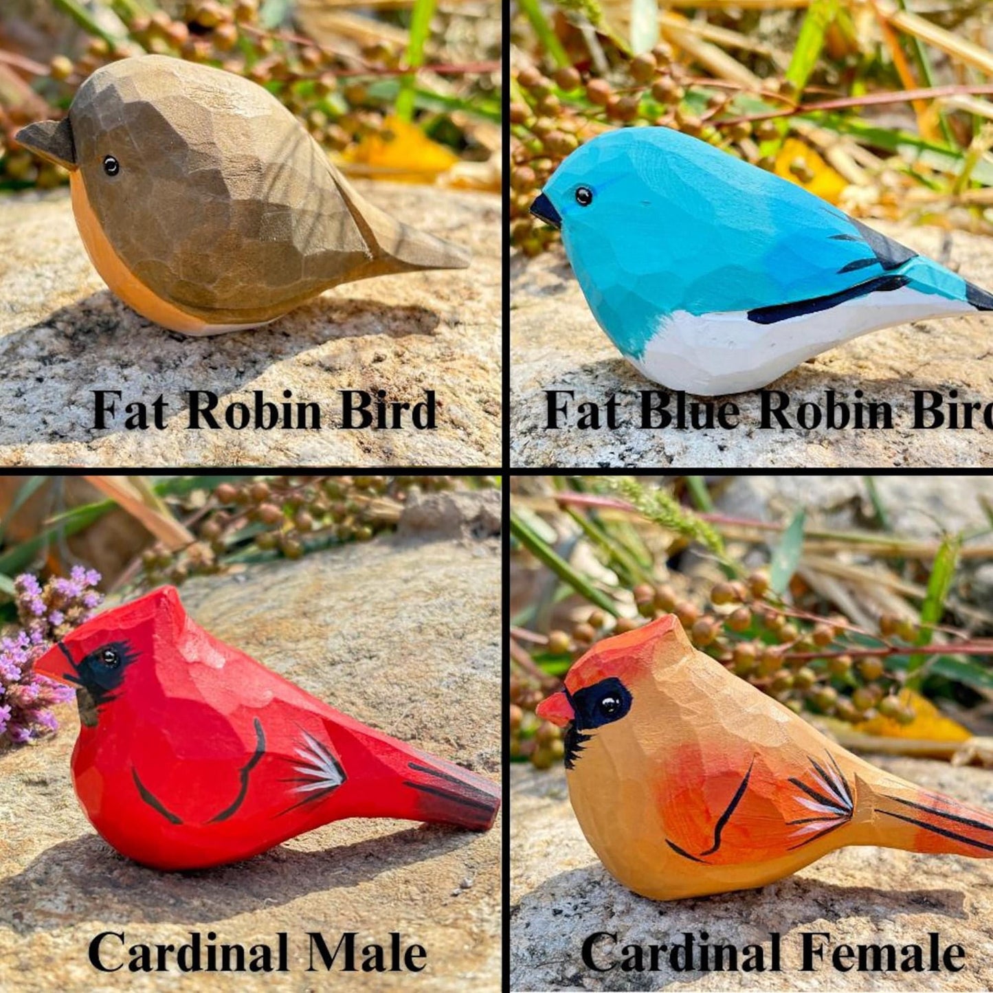 20 Style Wooden Birds Figurine, Hand Painted Cardinal Statue, Chubby Robin Figurine, Christmas tree decoration gifts, Gifts for Bird Lovers