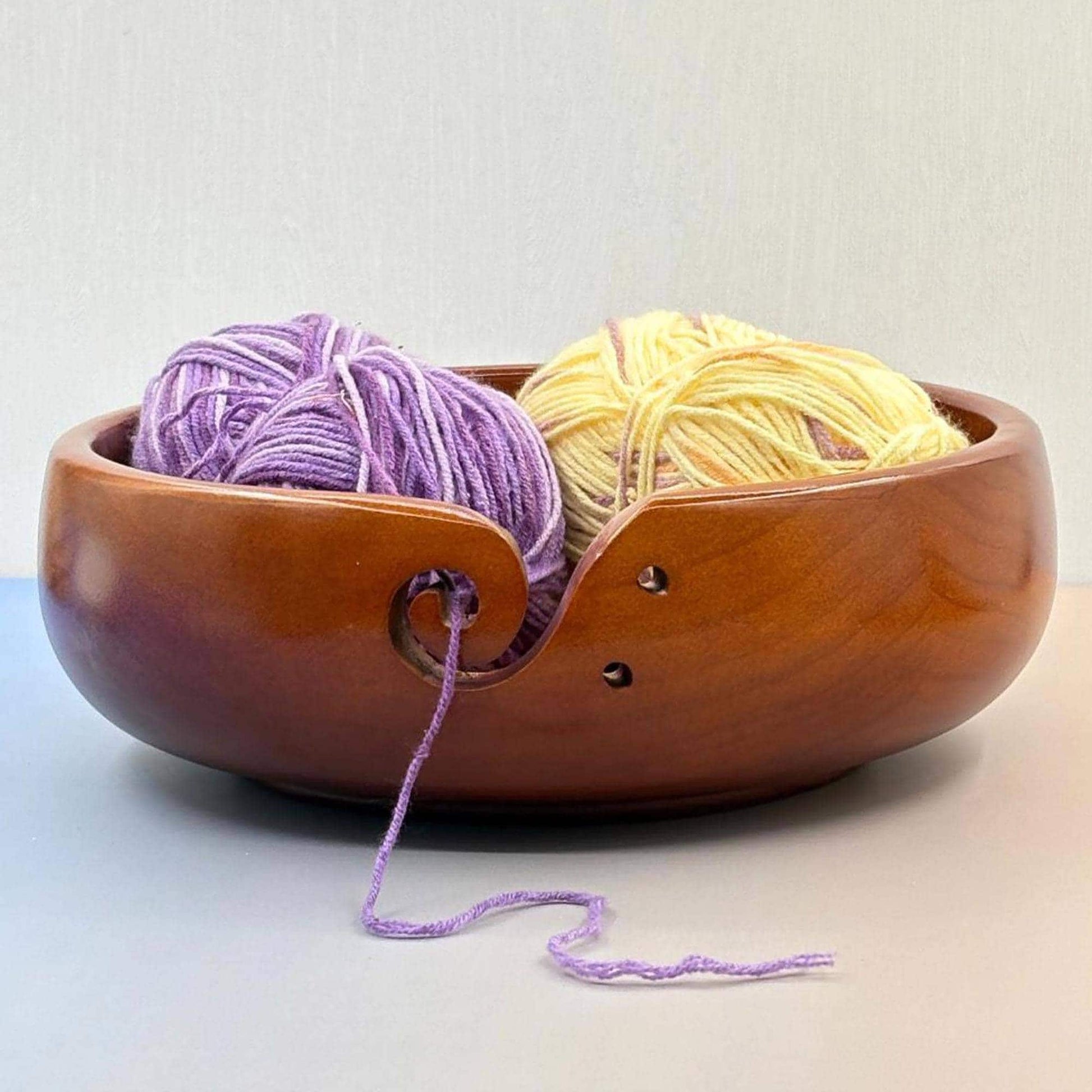 Personalized Wooden Portable Yarn Bowl for Knitting Storage Bowl with Holes for Crochet Yarn Organizing and Storage,Christmas Gifts