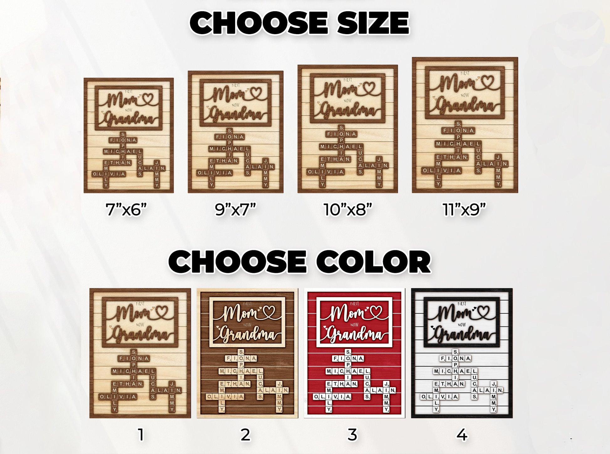 Grandma Scrabble Letters Sign with Kids Name, Custom Grandma Crosswords Mothers Day Gift, Gift for Mom, Nana Gift, Grandkids Name Keepsake,