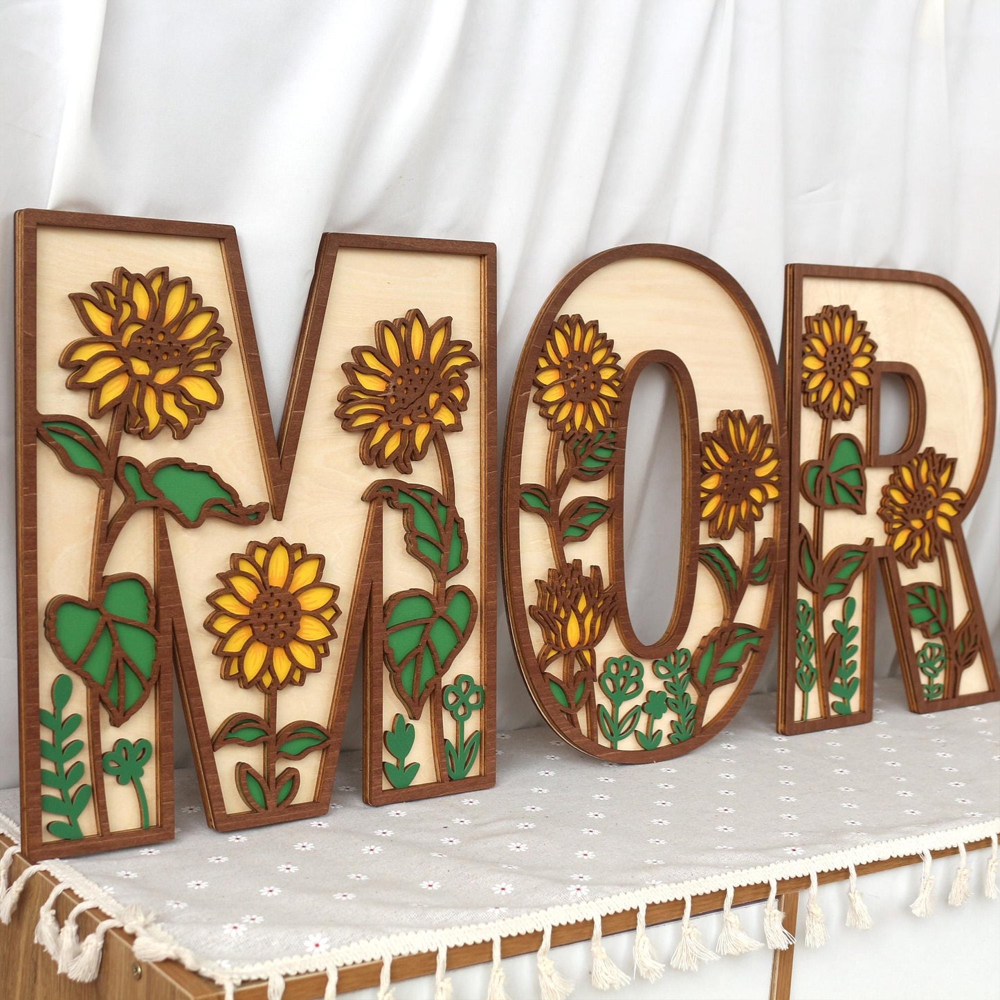 Sunflower Nursery Name Sign - Floral Wall Letters - 3D Wooden Wall Art - Baby Girl Room Decor - Baby Shower Gift - Birthday Gift