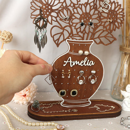 Jewelry Organizer Personalized Earring Stand Sunflower Jewelry Organization Earring Holder Birthday Gifts for Her Mothers Day Gifts