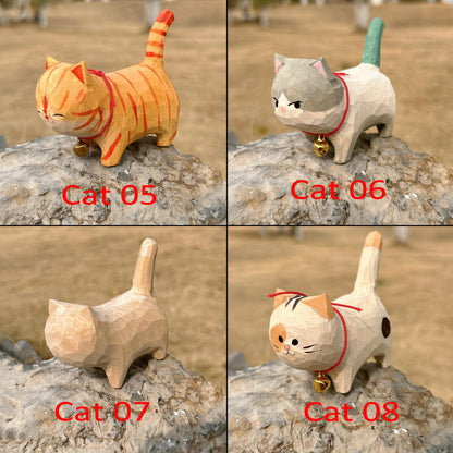 Wooden Cat FigurineâCat statue with pet name engraved,Birthdays and HolidaysâUnique Home Decor for Cat Lovers