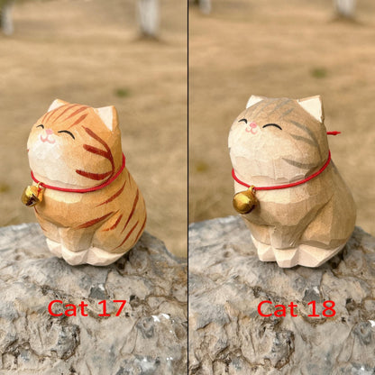 Handmade Wooden Cat Figurine,Hand-Carved Wood Cat,Minimalist Cat Ornament,Unique Cat Lover Gift,Holiday Decor,Desk Decor,Cute Animal Statute