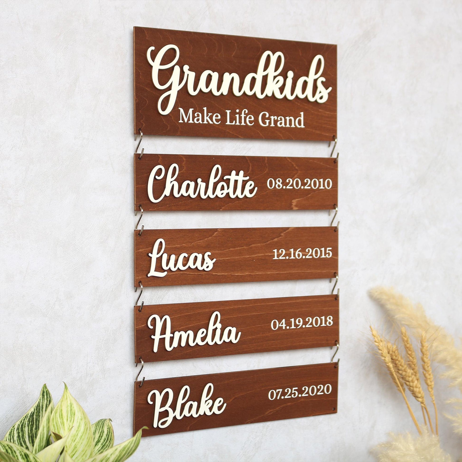 Personalized Grandchildren Sign, Wooden Family Name Plaque, Grandkids Sign, Grandparents Plaque, Gift For Grandparent, Gift For Mom