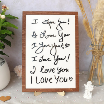 I love You Handwriting Sign | Handwriting Sign 3D with wood and acrylic | Unique Personalized Gift for Mom, Dad, Grandparents, Teacher