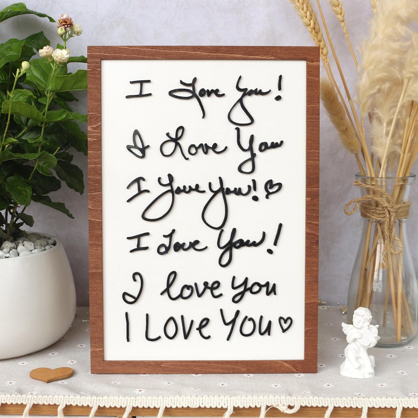 I love You Handwriting Sign | Handwriting Sign 3D with wood and acrylic | Unique Personalized Gift for Mom, Dad, Grandparents, Teacher